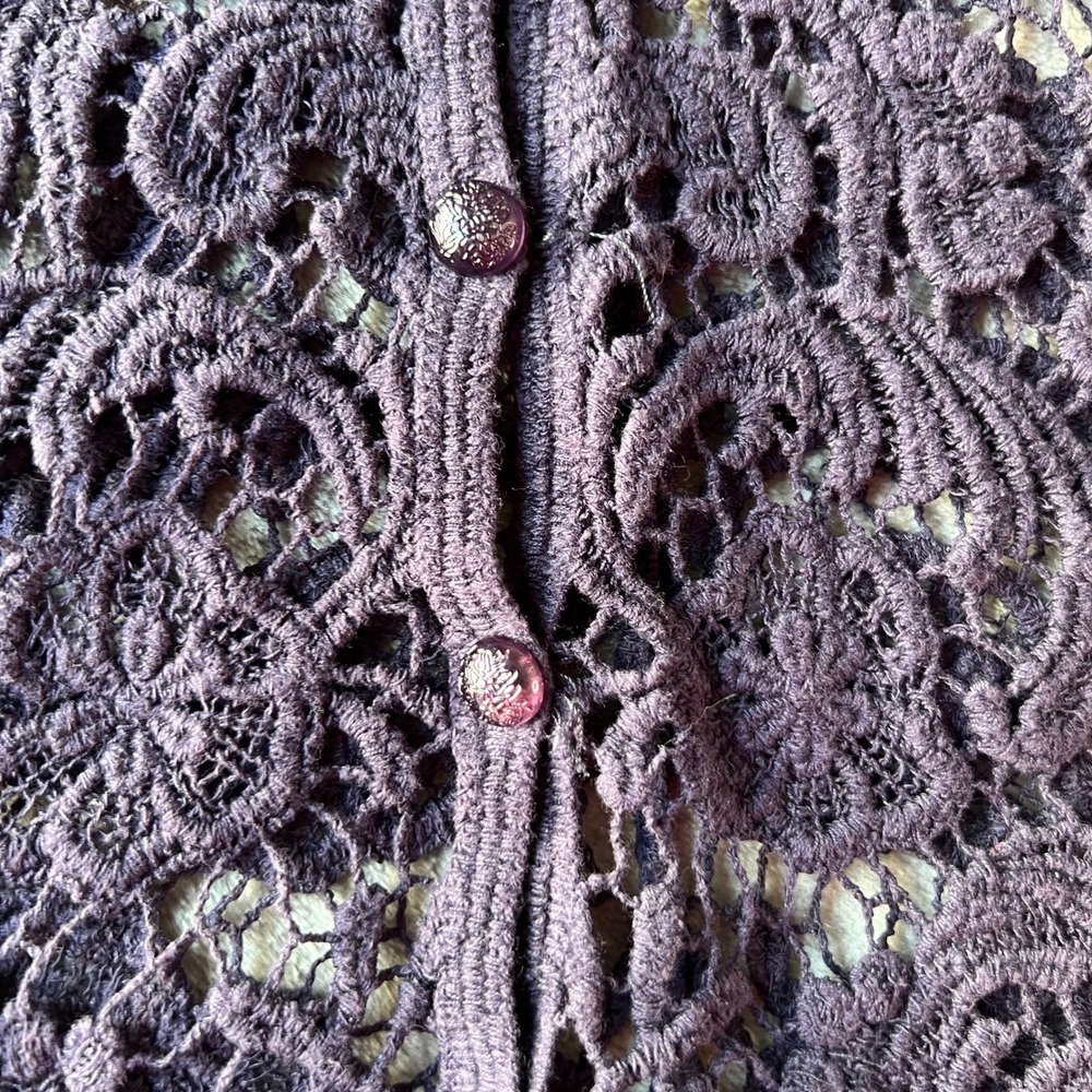 Crochet Lace blouse button down size M coquette cottagecore boho balletcore - Picture 6 of 7